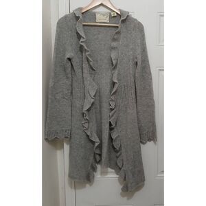 Sparrow womens small lightweight long cardigan sweater angora wool gray